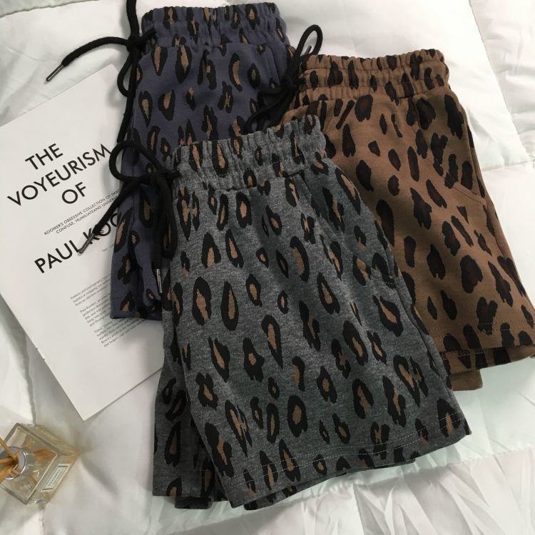 "Women's High Waist Leopard Print Loose Fit Wide Leg Shorts - Perfect for Spring and Summer Outdoor Wear"