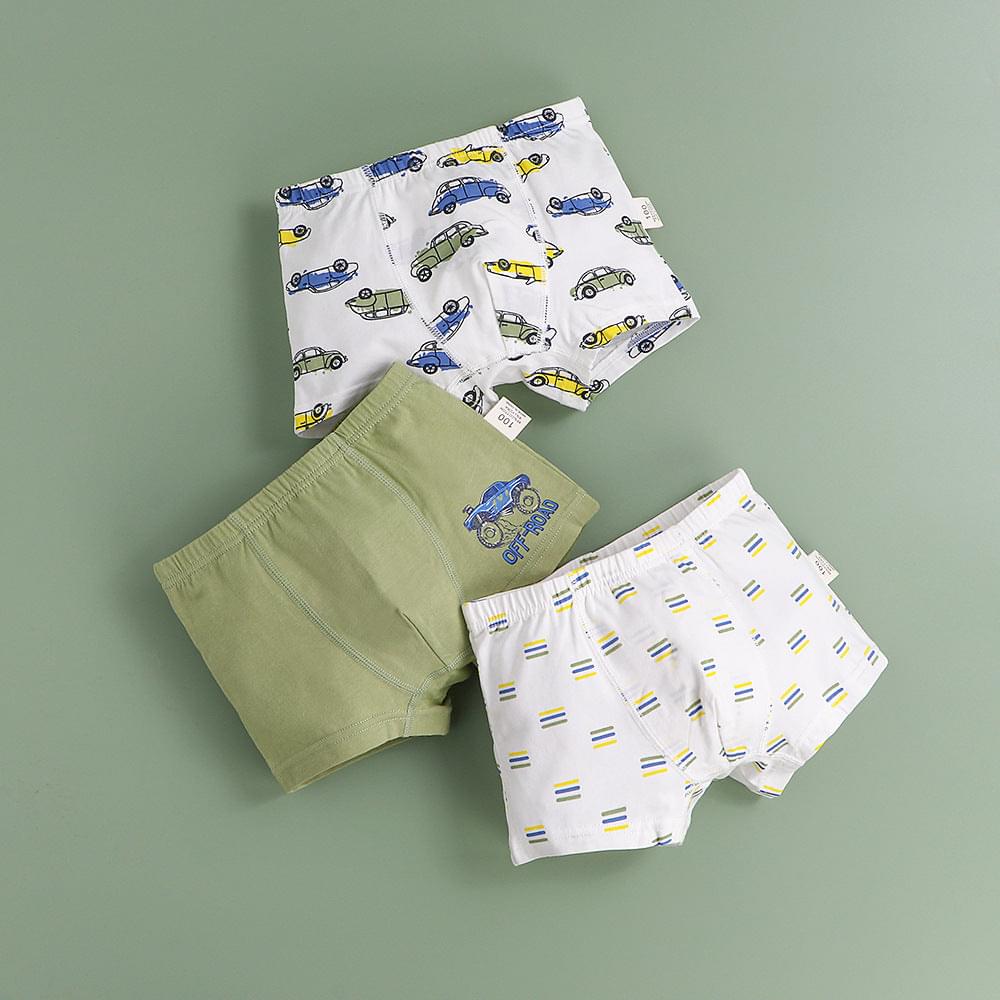 3 pieces Children's underwear boys cotton elastic four-pointed children shorts
