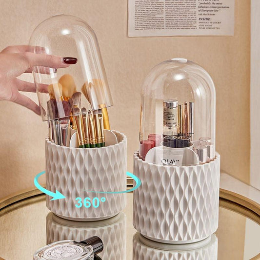360 Rotating Large Capacity Transparent Makeup Brush Storage Pen Holder Acrylic Dust With Lid Desktop Cosmetic Storage Bo