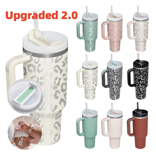 40oz Straw Coffee Insulation Cup With Handle Portable Car Stainless Steel Water Bottle Large Capacity Travel BPA Free Thermal Mug