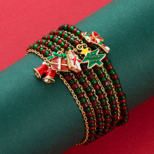 Ins Christmas Series Fashion Christmas Tree Gift Box Socks Wand Bracelet Fashion Christmas Bracelet