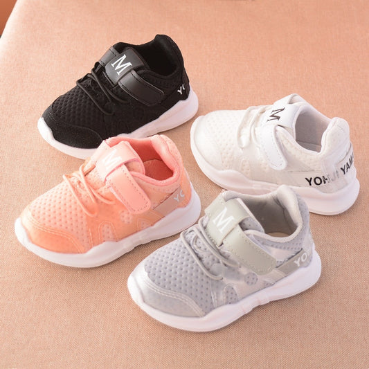 Autumn new fashionable net breathable pink leisure sports running shoes for girls white shoes for boys brand kids shoes