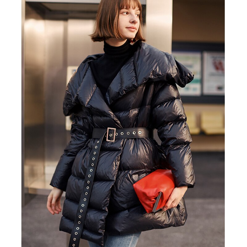 Irregular Minority Bread Down Jacket Women's New Winter Fashion Large Lapel Personality Coat