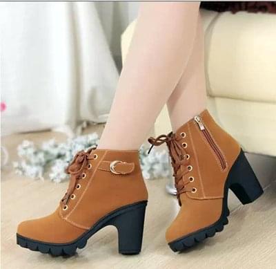 Autumn and winter new high heel boots cross straps boots thick with Martin boots leather boots spot wholesale