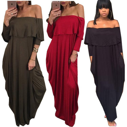 Autumn And Winter European And American Women's Fashion Long Sleeved Plus Size Dress