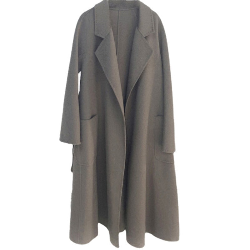 Women Long coat Wool Fur Jackets LadiesTrench coats Wool blends Cashmere Woolen Jacket