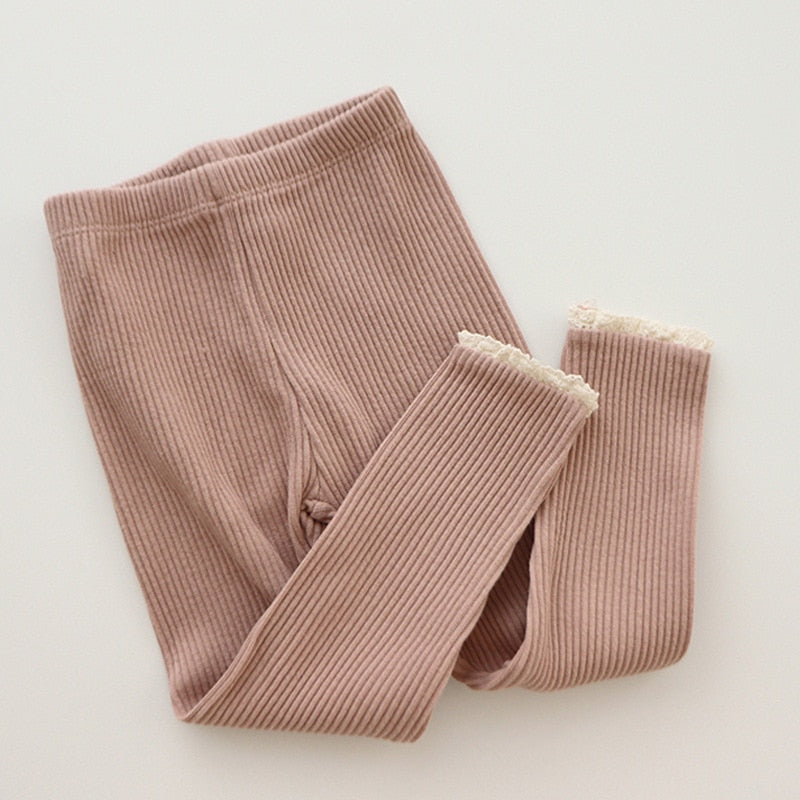 Baby Pants Knitted Candy Color Bottoms Outfits Toddler Girls Ribbed Leggings Striped Casual Trousers