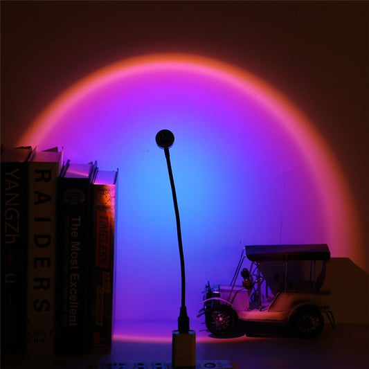 Sunset Lamp USB Rainbow Projector Atmosphere Night Light Home Decoration Photography Lighting Coffee Shop Wall Decor Lights